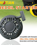 Heavy Duty Recoil Starter Compatible With Champion Generators 196cc 212cc 224cc Pull Start Assembly for 3500W 4000W Replacement Part