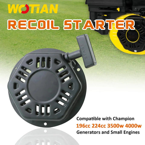 Heavy Duty Recoil Starter Compatible With Champion Generators 196cc 212cc 224cc Pull Start Assembly for 3500W 4000W Replacement Part