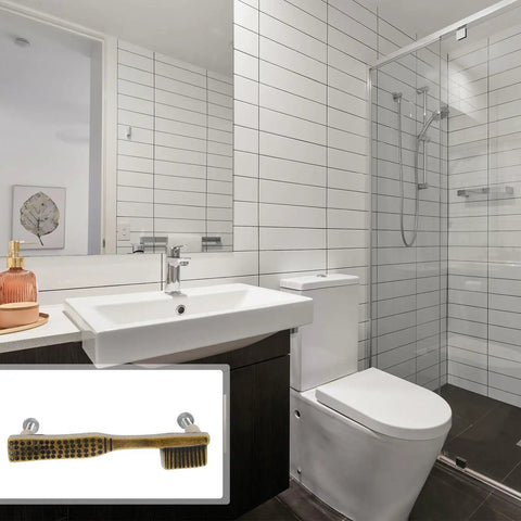 Toothbrush Shape Alloy Cabinet Pull Handle Vintage Bronze Dresser Drawer Pull for Bathroom Door Modern Rustic Furniture Hardware in bathroom setting.