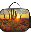 Insulated Lunch Tote With Large Capacity And Detachable Handle, Sunset Cactus print, side pocket, durable polyester, easy to clean