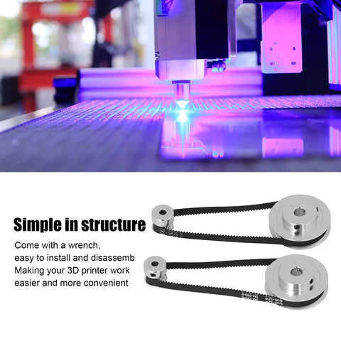 Badass Aluminum Timing Pulley Set And Grippy Rubber Belt For 3D Printers Smooth Transmission 20 Tooth 60 Tooth 8 Mm Bore 280 Mm Length 6 Mm Width