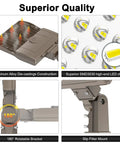 LED Parking Lot Light With Photocell, 19000 Lumens Shoebox Pole Fixture components, showcasing construction and LED chips details.