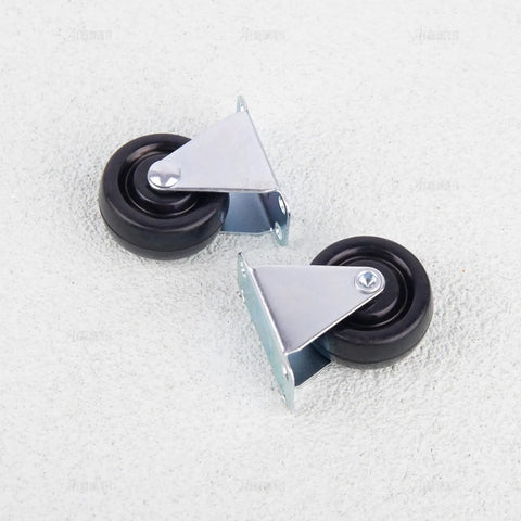 Heavy Duty 1.5 Inch Rubber Caster Wheels 4 Pack Fixed Rigid Non Swivel Casters For Furniture Rolls Like Butter Black close-up with metal top plate