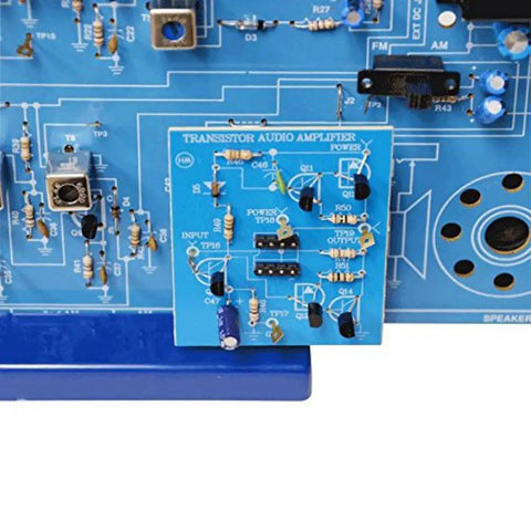 AM FM Radio Kit For Soldering Enthusiasts Switch Between ICs And Transistors Superheterodyne Design For AM And FM Broadcasts Dope STEM Project With 56 Page Training Course Covering Audio Amp AM Detector AM IF FM Detector FM IF FM RF Stages, blue PCB