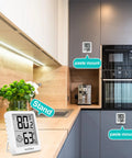3 Pack Indoor Humidity Meter Hygrometer With Digital Room Thermometer For Home And Nursery mounted and standing in kitchen