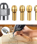 Rotary Tool Chuck Adapter for Dremel 4485 with keyless chuck and brass collets engraving wood, precision crafting kit
