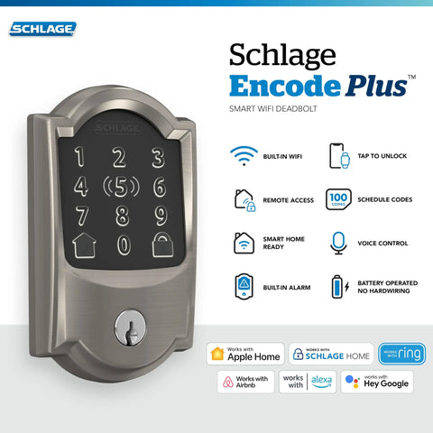 Rock Solid Smart WiFi Lock For Front Door Keyless Entry Deadbolt with keypad, satin nickel finish, easy to install for secure access.