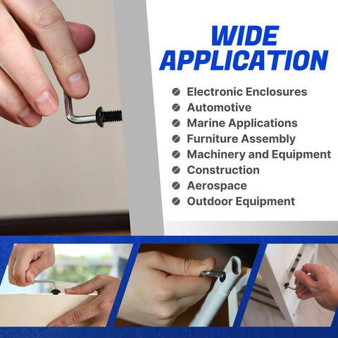 Wide application uses of Heavy Duty Button Head Socket Cap Screws 5/16 24 X 1/2 Inch; shown in various settings.