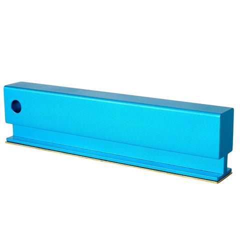 6 Inch Guitar Fret Leveling Sanding Beam Aluminum Understring Leveler With 1000 Diamond Grit shown in blue aluminum finish