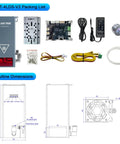 Beast Power 20W Laser Engraver Module With Air Assist and Quad Compression Spot Head components and dimensions diagram