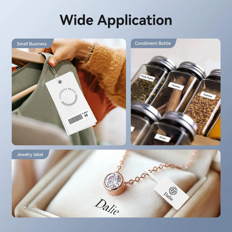 Compact Thermal Label Printer 300DPI High Resolution Portable Label Maker With Adhesive Tape Rolls for various labeling applications.