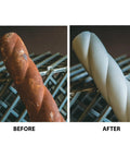 Before and after of rust removal using Glass Beads Number 8 Medium 70-80 Grit for Sandblasting Media