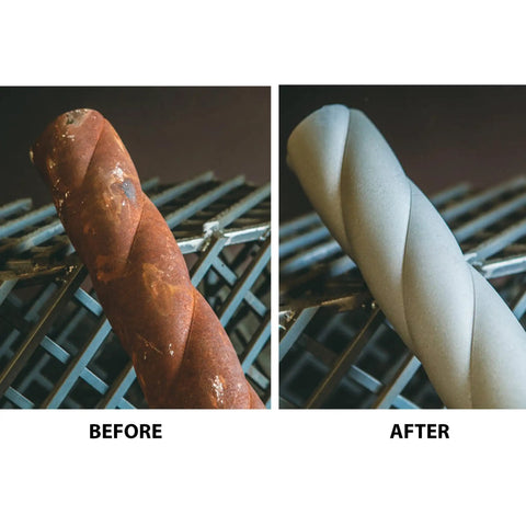 Before and after of rust removal using Glass Beads Number 8 Medium 70-80 Grit for Sandblasting Media