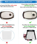 Comparison of post filter designs for HV380 Series with a hole and ZS350 Series without a hole for Shark Rocket vacuums.