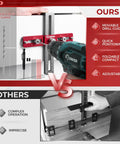 Kickass Aluminum Cabinet Hardware Drill Jig Pretty Damn Precise Handle Doweling Template shown in use for accurate drilling.