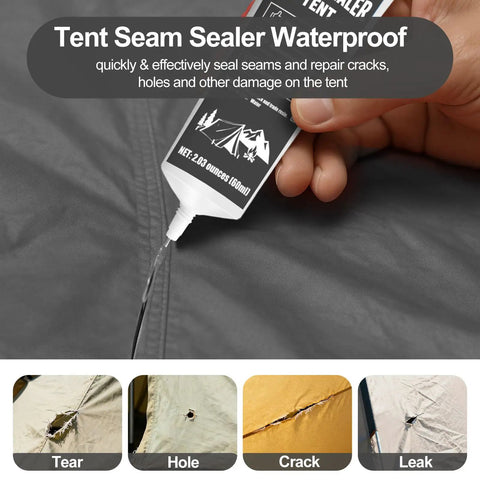 120ml Tent Seam Sealer Waterproof Sealant for quick repairs, used to fix tear, hole, crack, and leak on tent fabric