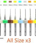 Pro Grade Carbide PCB Drill Bits Set, 30 Pcs Spiral Flute Micro Bits, 0.3 To 1.2 mm Range, Color Coded, Tungsten Steel, Size Chart Display