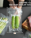 Heavy Duty 6 By 10 Inch PreCut Vacuum Sealer Bags 200 Count Keeps Food Fresh Longer Freezer Burn Prevention BPA Free Pro Grade Ideal For Storage Meal Prep Sous Vide