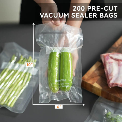 Heavy Duty 6 By 10 Inch PreCut Vacuum Sealer Bags 200 Count Keeps Food Fresh Longer Freezer Burn Prevention BPA Free Pro Grade Ideal For Storage Meal Prep Sous Vide