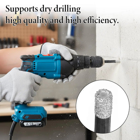 Five Piece Diamond Drill Bit Set With 1/4 Inch Hex Shank Vacuum Brazed Core Bits And 6mm Hole Saw For Glass Ceramic Porcelain Tiles Marble Granite