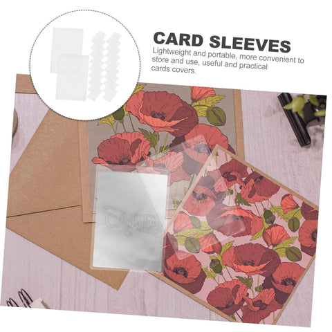 50 Pack Waterproof Card Sleeves With Magnetic Shielding Protectors on floral background
