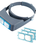 Go To Four Lens Headband Magnifier For Precise Reading And DIY Hobby Work showing lenses and soft sponge comfort band