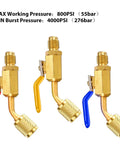 7 Piece DIY Friendly Air Conditioning Refrigerant Valve And Adapter Kit for HVAC R410A R134A R12 R22, brass valves, colored handles