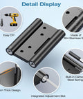 Ranbo 4-inch heavy-duty double-spring hinge, 304 stainless steel, black finish, front view
