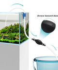 Front view of Yetofro gas siphon hose pump with two clear PVC hoses and black hand pump.