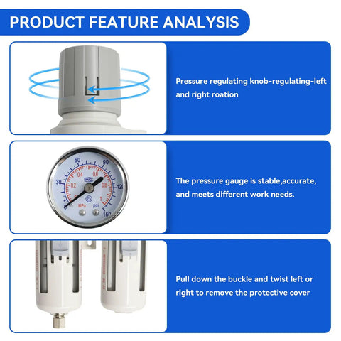 Three Eighths Inch Air Dryer For Compressor With Filter Regulator Lubricator FRL Combo And Water Oil Trap Separator feature analysis