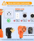 Heavy Duty 50 Amp EV Charger Adapter Cord From 6-50P Welder Outlet To 6-50R 250V compatibility diagram with NEMA plugs