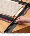 Juice Groove Router Jig For Cutting Boards, Adjustable Rails That Create Clean Juice Grooves On Boards From Ten And One Quarter Inch To Eighteen And Three Quarters Inch, Powder Coated Steel Rail Design, No Fuss Setup, Made In USA