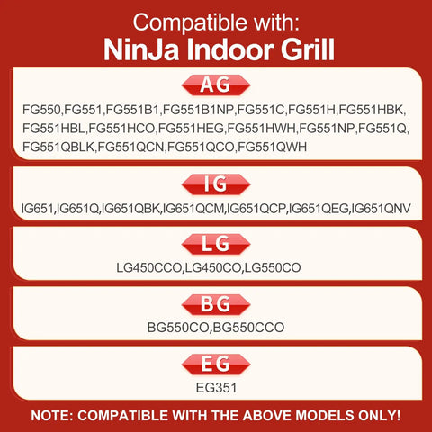 Compatibility chart for Replacement Meat Probe For Indoor Grills Compatible With FG550 FG551 IG651 LG450CCO BG550 EG351