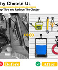 Heavy Duty Slatwall Hooks 22 Pack Set With Multi Size U And J Hooks For Ladders Bikes Garage And Garden Tools, before and after organization