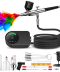 Airbrush Kit With Compact Compressor, 22/30/50 PSI Adjustable Spray Pressure, Non Clogging Performance, Pro Grade Nozzle Set