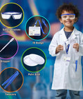 Totally Fun Kids Science Costume Lab Coat Kit With Goggles ID Card Petri Dishes Dropper And Tweezers For Pretend Play