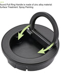 Flush Pull Ring Handle 40x10mm Black Zinc Alloy, front view with raised ring and spray painted finish, for flat surfaces and easy mounting.