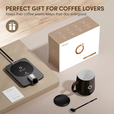 Smart Coffee Mug Warmer Set Keeps Your Brew Hot All Day With Real Time Temperature Readout Complete 15oz Ceramic Mug
