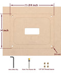 Router Table Insert Plate Template Kit With MDF Routing Template And Threaded Inserts Plus Router Bits For 9-1/4 x 11-3/4 Standard Plates RTS020 showing dimensions and components.