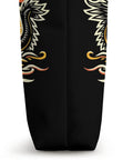 Close-up of Dragon Boat Racing Paddler Tote Bag showing black polyester fabric with dragon design, side view.