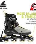 Macroblade 80 ABT Men's Inline Skates for Fitness and Training, Silver and Neon Yellow, showing ABT braking tech and design
