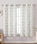 Light Filtering Linen Blend Floral Curtains For Cozy Bedroom And Living Room 38x45 Inches 2 Panels Grommet Drapes