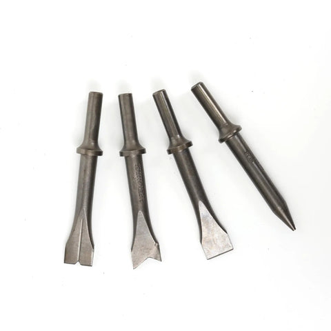 Four chisels from Short Barrel Air Hammer Kit With Four Chisels, One And Five Eighths Inch Stroke, 4500 BPM, 4 CFM At 90 PSI, view