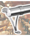 Heavy Duty Stainless Steel Bar Foot Rail Kit With Undercounter Brackets For Home Bars, close-up showing durable brackets.