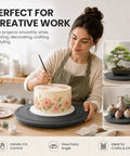 No Fuss 18 Inch Lazy Susan Turntable Dead Solid Swivel Cabinet Tray With Steel Ball Bearings Heavy Duty Desktop Organizer used for decorating a cake.