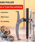 Hardcore Heavy Duty Gear Extractor Tool With Three Jaw Bearing Puller For No Sweat Pulley And Flywheel Removal Forged From Industrial Grade Heat Treated Steel with 2-jaw and 3-jaw setup