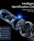 Close-up of Beast 200W USB-C Car Charger internal intelligent chip showing multiple protection features for safer charging.