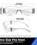 Top Shelf Hex Shank Drill Bit Combo Paired With Clear Impact Resistant Safety Glasses Bulk dimensions for safety glasses.