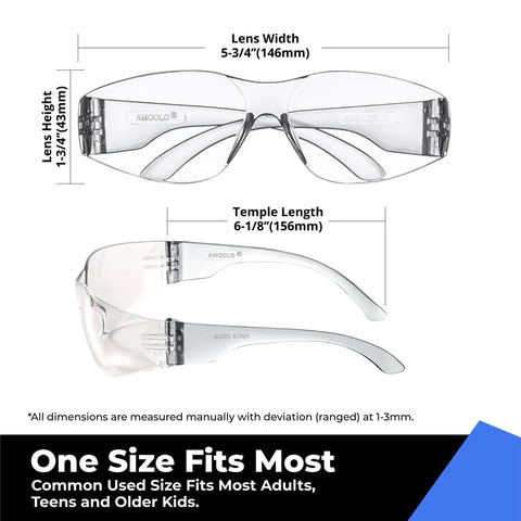 Top Shelf Hex Shank Drill Bit Combo Paired With Clear Impact Resistant Safety Glasses Bulk dimensions for safety glasses.