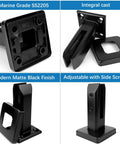 4 Pack Matte Black Glass Pool Fence Spigots SS2205 Marine Grade with adjustable side screws and modern finish